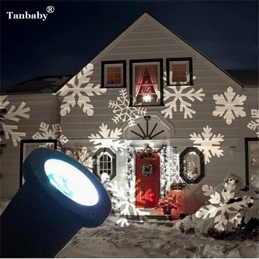 Laser Projector Waterproof Moving Snow Snowflake SpotLight Christmas New Year LED Stage Party Light Garden | Лампы и освещение