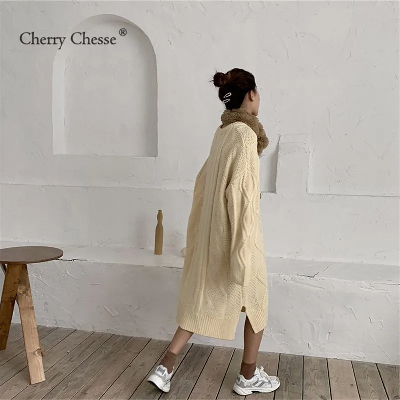 Cherry Chesse Винтаж Для женщин твист свитер с длинными рукавами и круглым вырезом