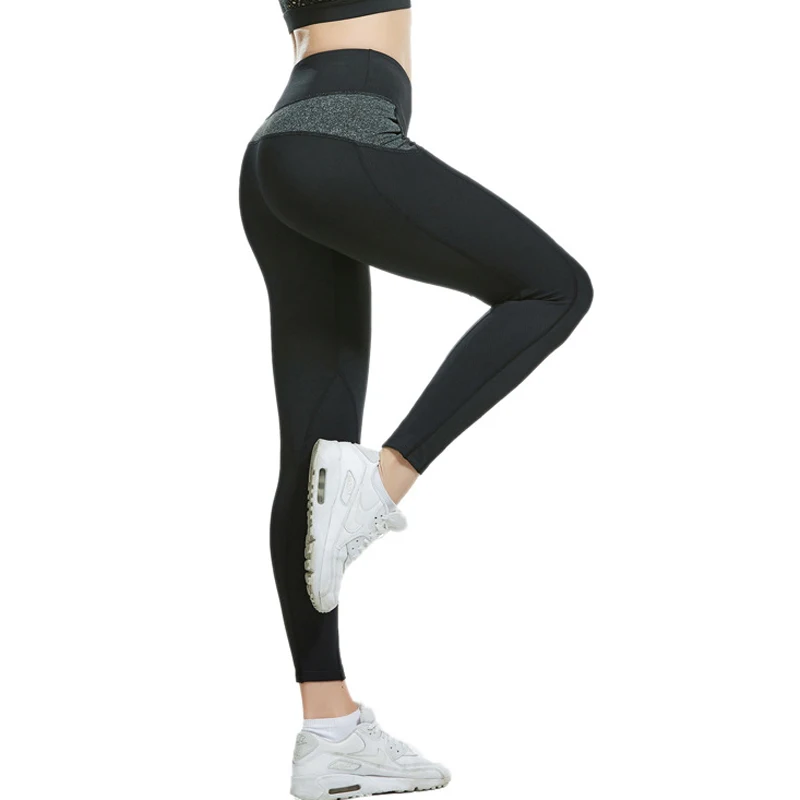 

Thicken Sportswear Woman Gym Pilates Exercise Trousers With Pocket High Elastic Waistband Hip Stitching Design Slim Yoga Pants