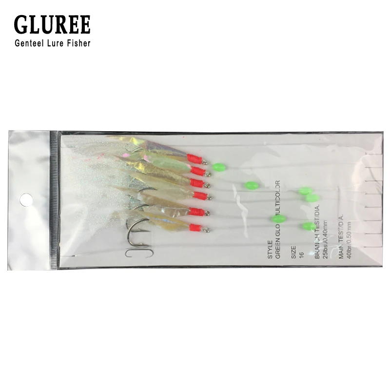 GLUREE 27 # рыболовный крючок светящаяся рыбья кожа запах колючий 6 маленьких рыболовных крючков морские