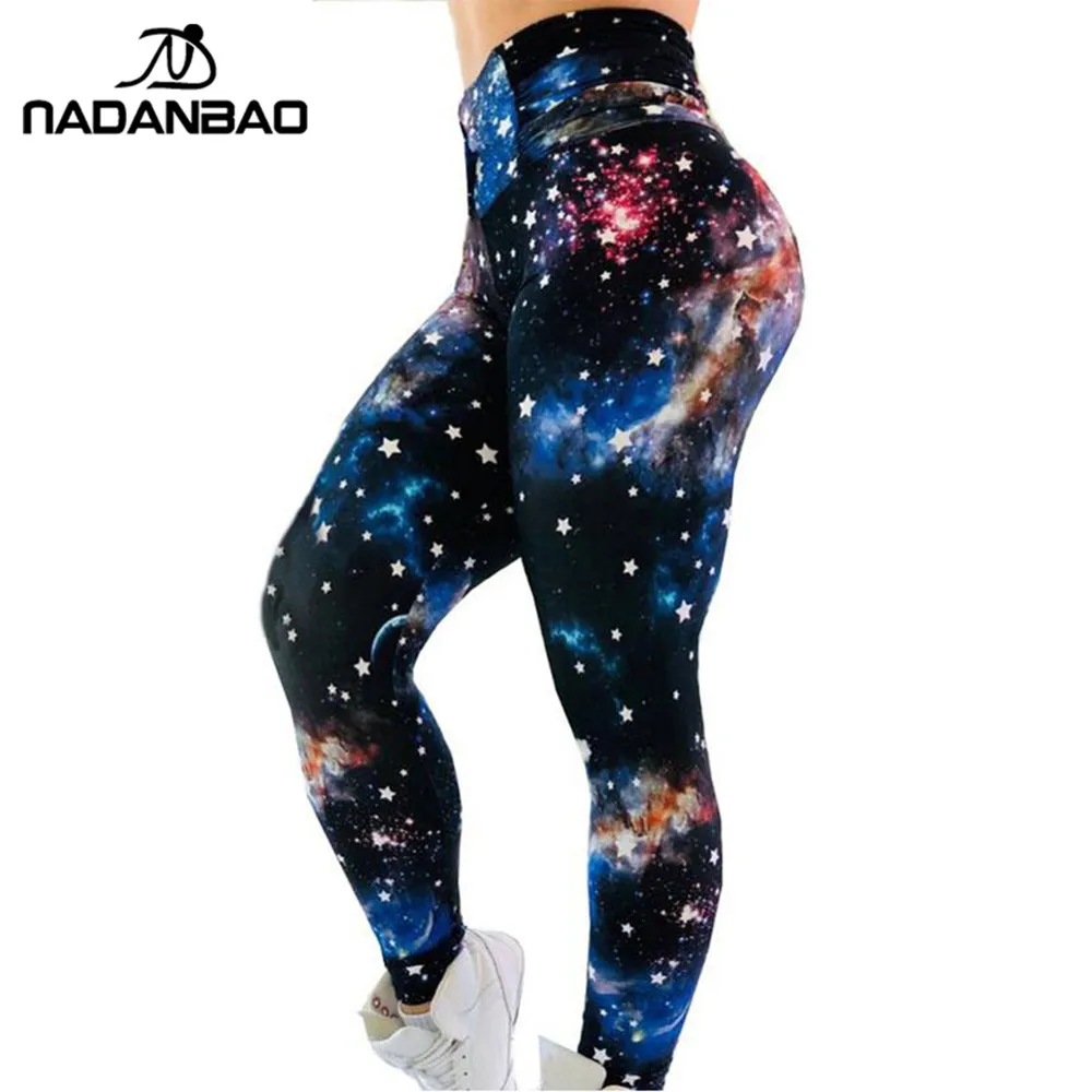 Леггинсы NADANBAO Galaxy с высокой талией женские леггинсы пуш-апом спортивные для