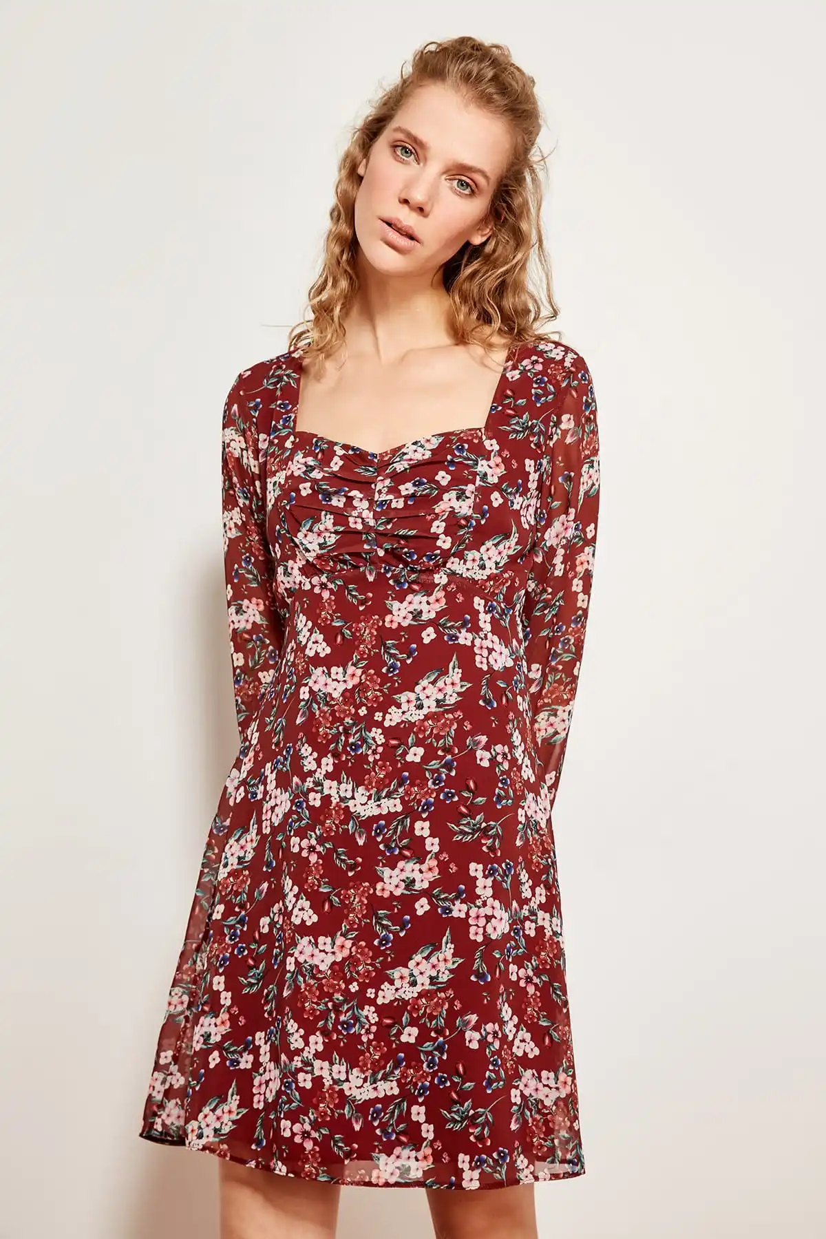 Модное разноцветное платье с цветочным рисунком TOFSS19XO0014 | Женская одежда