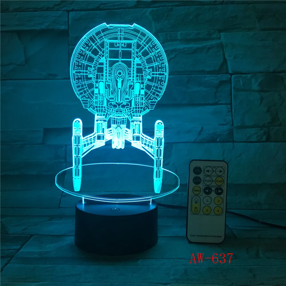 7 цветных сменных настроений Светодиодная лампа 3D светодиодный космический