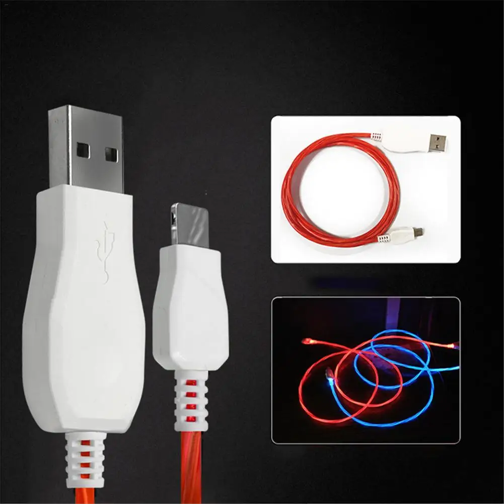 1M Streamer Data Wire Flowing LED Light 2.1A Fast Charge Cable Suitable For IPhone Android Type-C High Quality 4 Colors New | Электроника