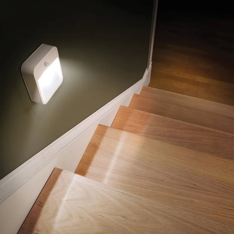 

Square Led Smart Lamp Motion Sensing Wall Night Light For Bedroom Bathroom Hallway Stairs Pathway Aa Battery Powered