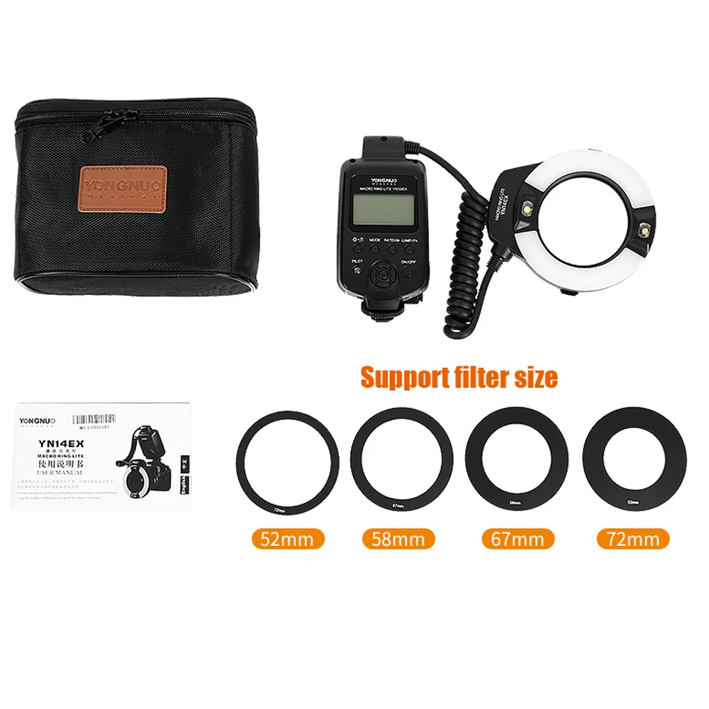 YongNuo YN 14EX YN14EX ttl макро кольцевой светильник вспышка с адаптером кольцо Speedlite для