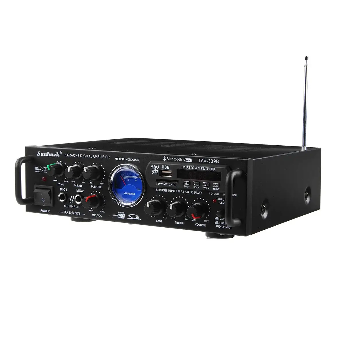 110 в 600 Вт bluetooth усилитель мощности VU метр FM 2CH USB SD караоке домашние усилители театр
