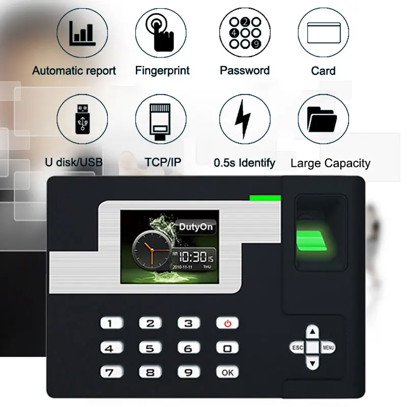 Биометрическая система посещаемости времени TCP/IP USB контроль отпечатков пальцев