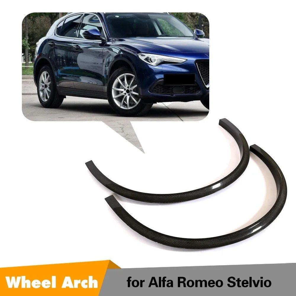 

2pcs Front Mudguards For 2017-2018 Alfa Romeo Stelvio Carbon Fiber Wheel Fender Flares Eyebrow Protector Sticker