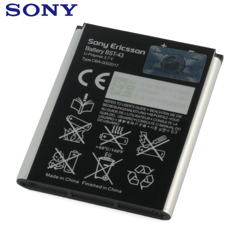 Sony оригинальная замена телефон Батарея BST-43 для sony U100i J10 J20 WT13 BST43 Authenic