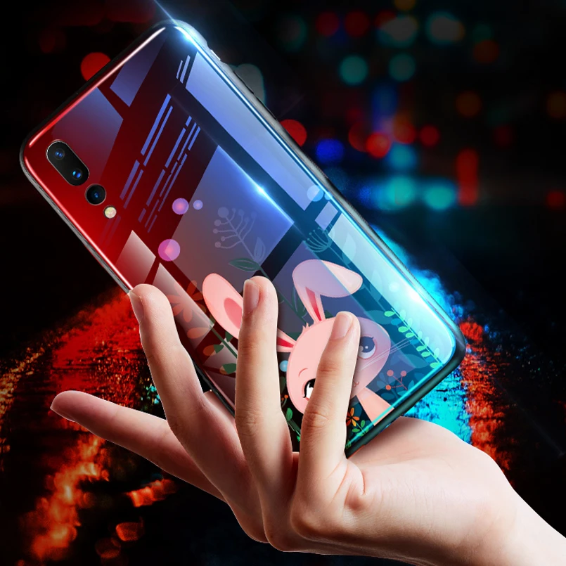 Чехол для телефона из закаленного стекла huawei P20 роскошный задний защитная крышка