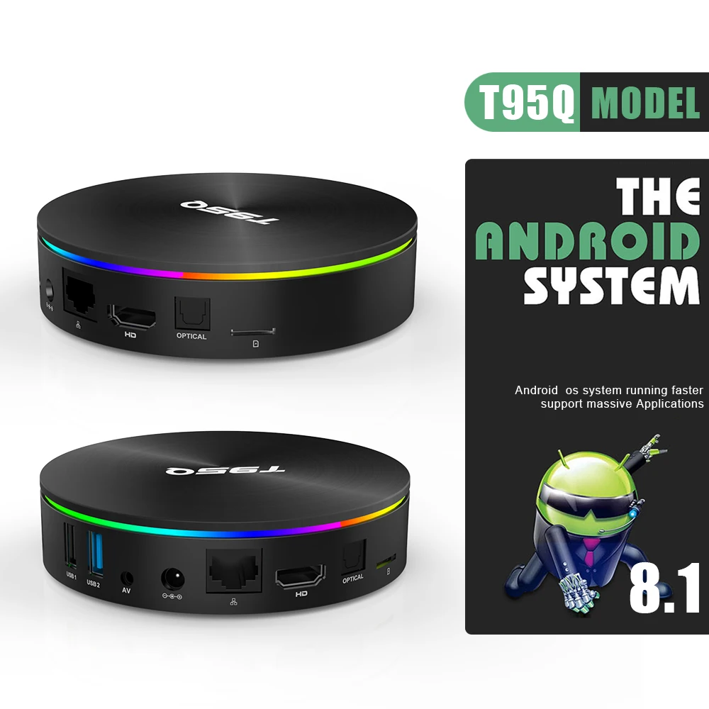 ТВ приставка T95Q Android 8 1 Amlogic S905X2 4 + 64 ГБ ядра Wi Fi BT4.1 1000 м 4K 32 ГБ|ТВ-приставки и