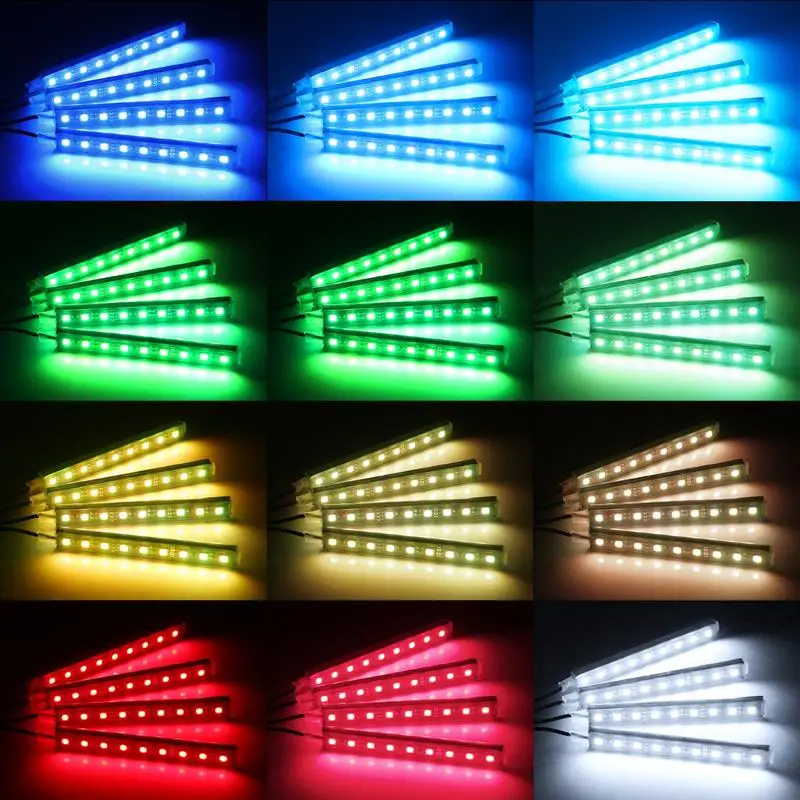 4 шт. 12 В Автомобильная RGB Светодиодная лента для дневных ходовых огней гибкая