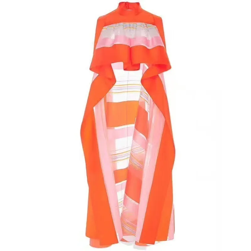 Женская Асимметричная блузка в полоску [LIVIVIO] с воротником-стойкой без рукавов