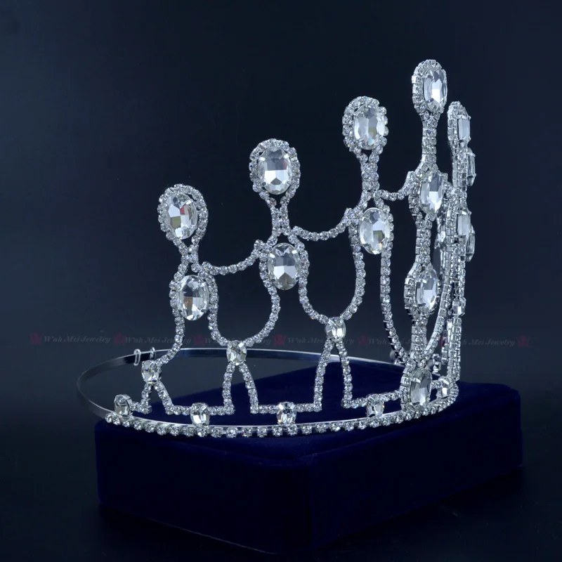 Большой Размеры торжества высокий короны тиары Стразы с украшением в виде