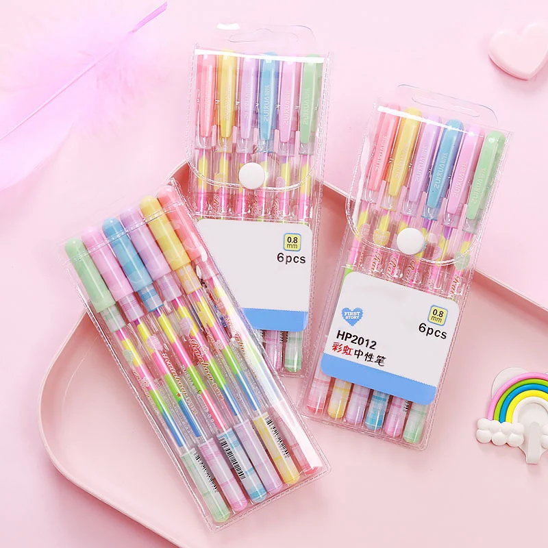 1 шт. милые ручки креативные радужные 0 8 мм Kawaii гелевые для детей девочек подарок