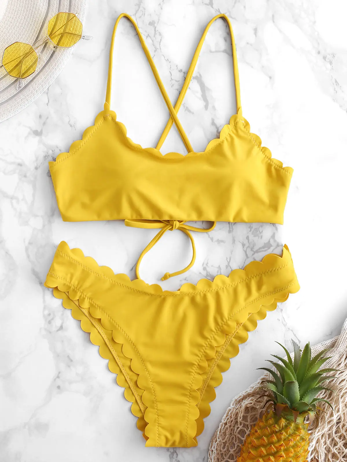 ZAFUL красочный спортивный топ с плетеными бретелями и полосатый дерзкий комплект