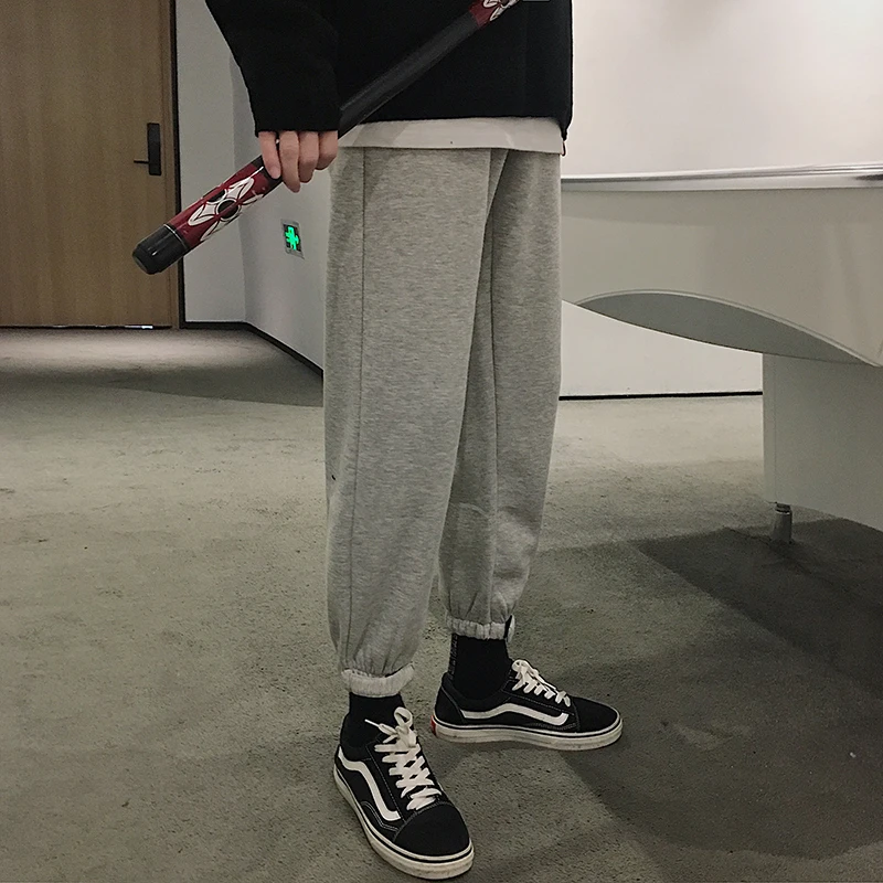 

2019 Men's Cotton Casual Pants Male Leisure Grey/black Sports Pants Trousers Active Elastic Harem Hip Hop Joggers Sweatpants