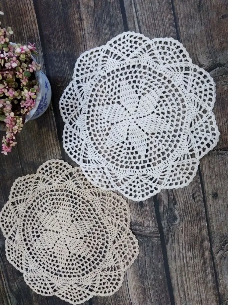 Круглые винтажные хлопковые кружевные вязаные коврики 30 см Coaster Crafts Cup Coffee