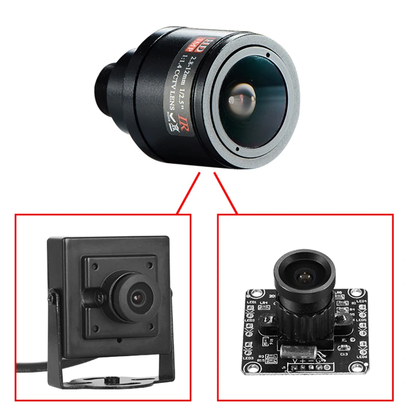 HD CCTV объектив 3.0MP M12 2 8 12 мм варифокальный IR F1.4 ручной фокус зум|Компактные