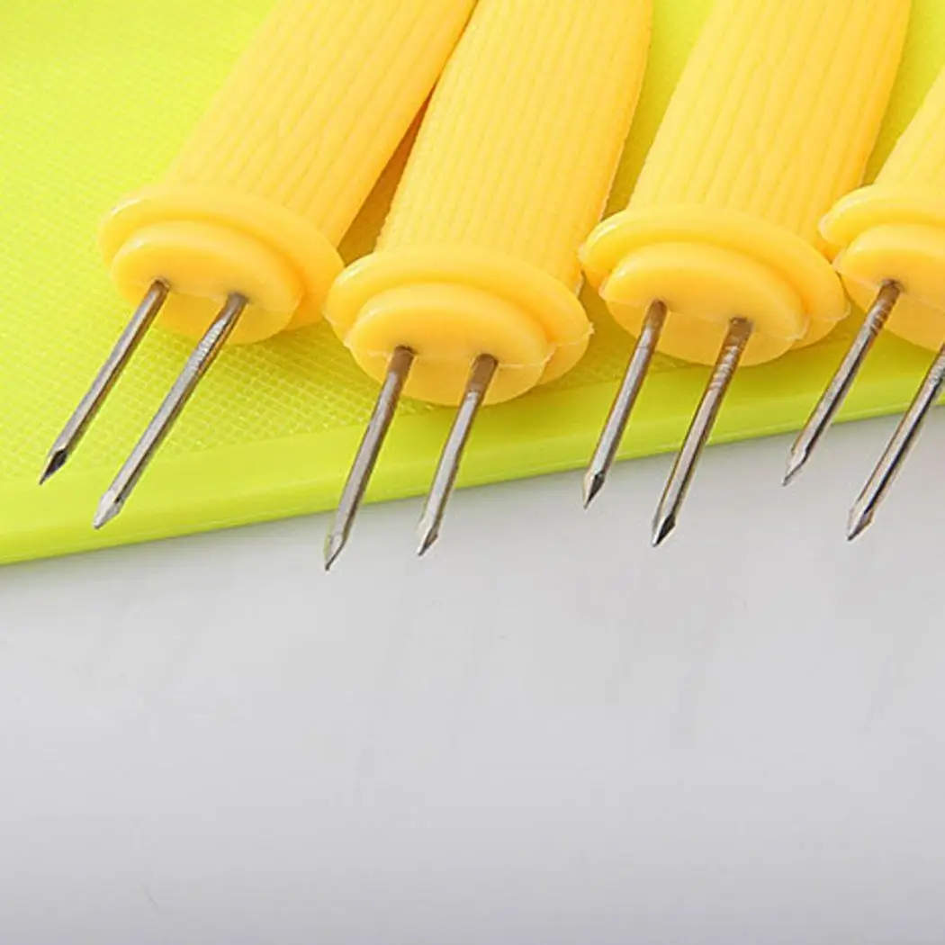 Portable Plastic Handle Corn Fork Barbecues Picnics Cooking Round Tool Anti scald Yellow | Дом и сад