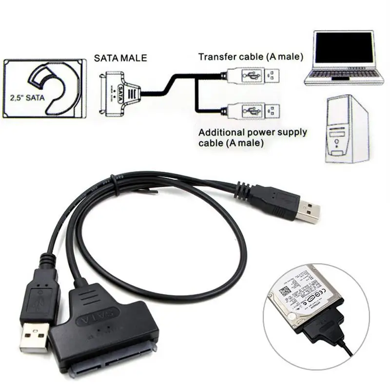 Новейший SATA кабель адаптер USB 2 0 для 22 Pin 7 + 15 5 дюймов HDD жесткий диск драйвер с