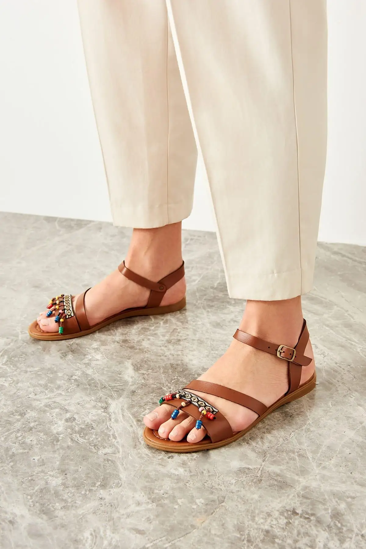 Trendyol Tan женские босоножки TAKSS19AW0034|Боссоножки и сандалии| |