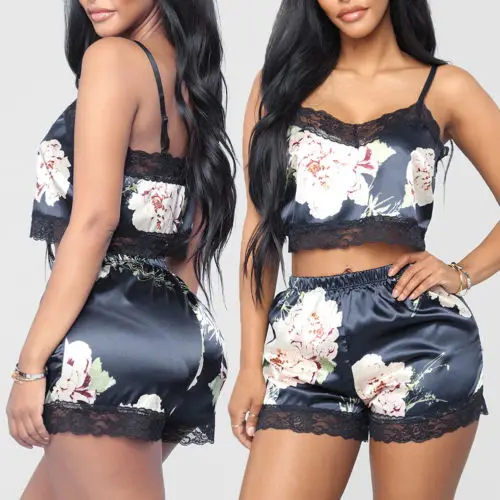 Брендовый кружевной топ на бретельках с шелковым сатиновым Женский комплект 2 шт.