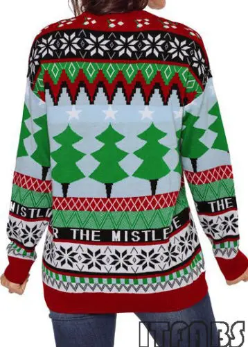 Ladies Xmas Long Sleeve O-Neck Casual Knitted Pullover Top Unisex Women Men Christmas Sweater | Женская одежда