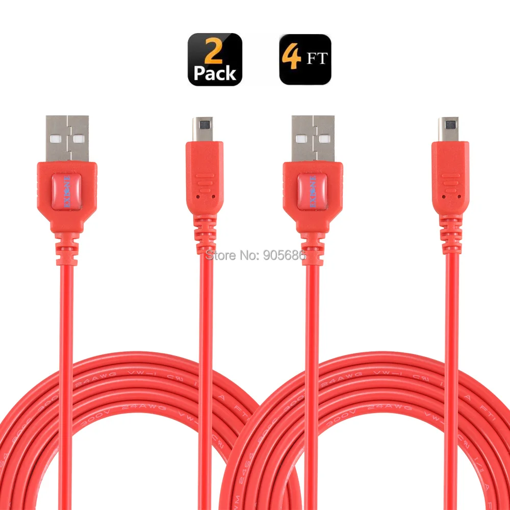 EXLENE 2 Упаковка красный 1 m 3ds 2ds зарядный кабель для синхронизации данных шнур USB