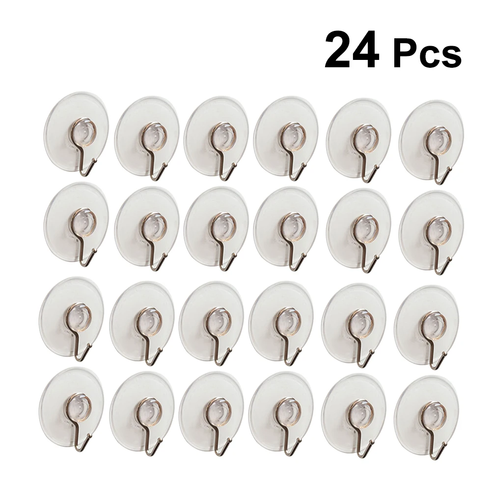 

24pcs Suction Cup Hooks PVC Heavy-duty Vacuum Transparent Wall Hooks Hanger for Living Room Kitchen Bathroom