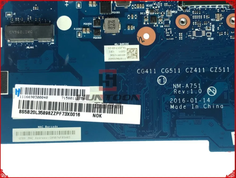 Оптовая продажа материнская плата для ноутбука Lenovo Ideapad 310-15ISK FRU:5B20L35898 SR2EY NM-A751 DDR3L 2