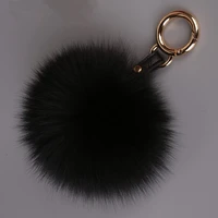luxury fox fur fluffy pompom women keychain keyring for key bag jewelry accessories pendant handbag charm girlfriend gift