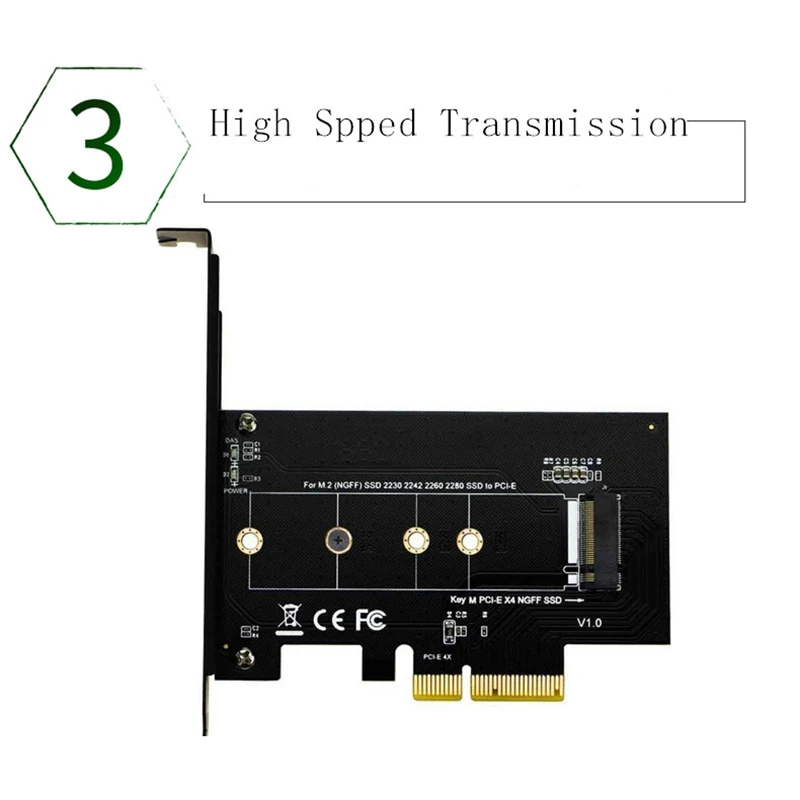 Переходник PCI Express E 3 0 X4 на M.2 NGFF M Key Slot Adapter Card M2 Nvme PCIE SSD Riser для настольного
