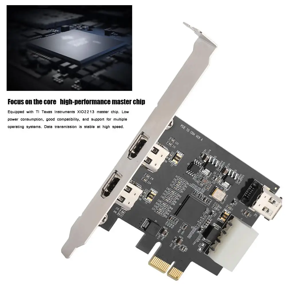 PCI E 1X в 3 портовый 1394A (2 из 1) Riser Card 800 Мбит/с Карта видеозахвата для