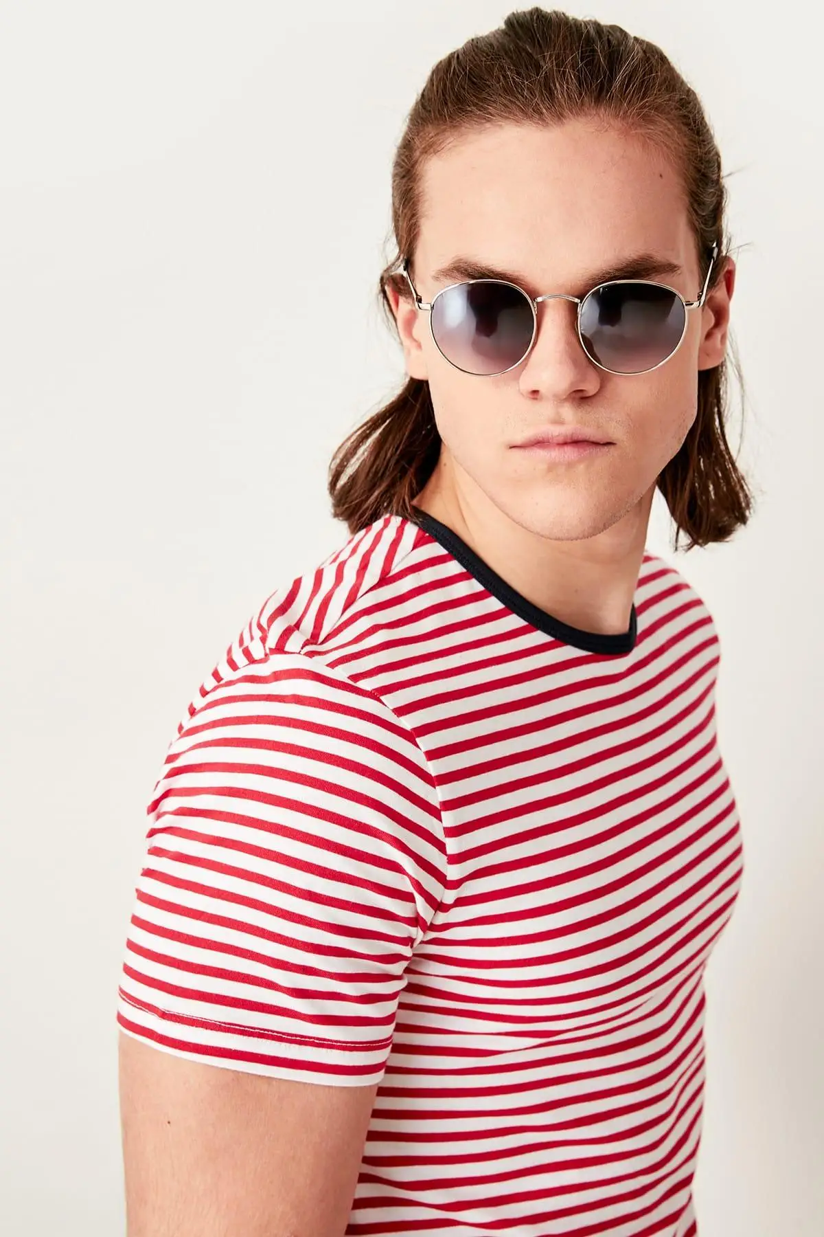 Trendyol Красная мужская полосатая футболка TMNSS19SQ0032 | Женская одежда