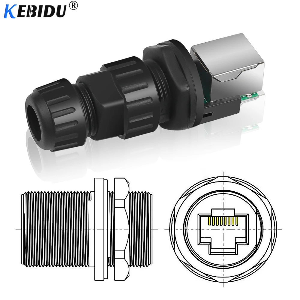 KEBIDU RJ45 CAT5 CAT6 розетка панель крепление IP68 Водонепроницаемые провода Разъемы