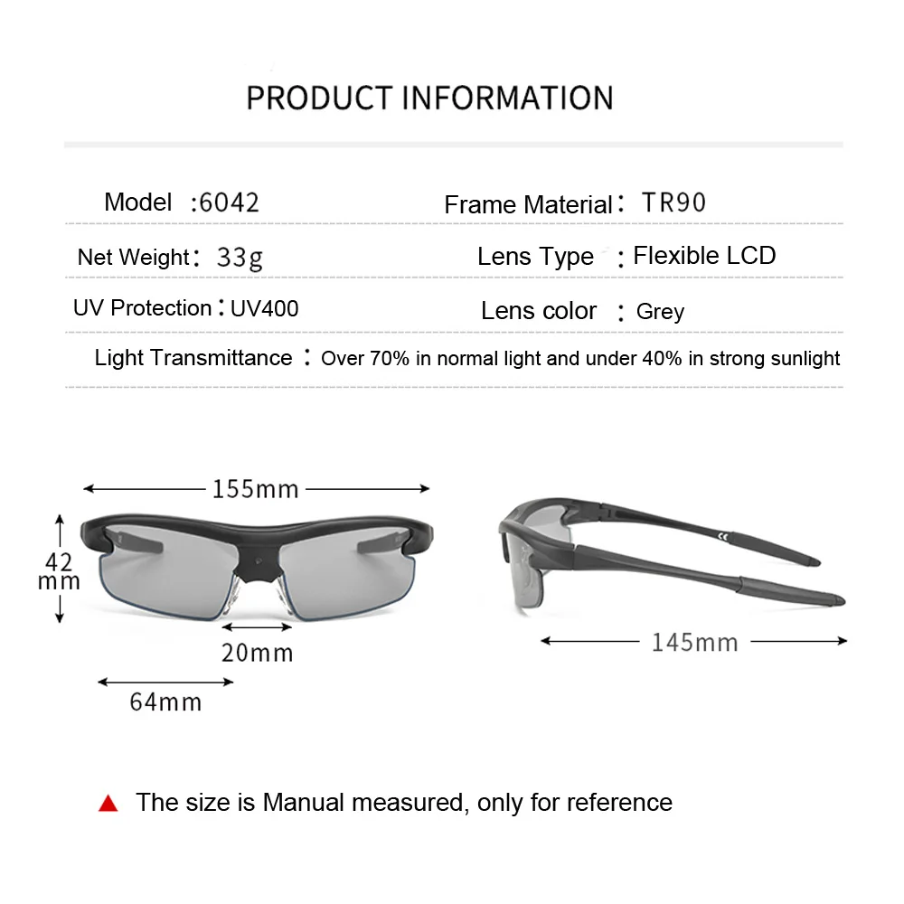 

0.1 Second Change Color Sunglasses Outdoor Sports Sun Glasses Photochromic Glasses Frame Amazing Intelligent Technology Goggles