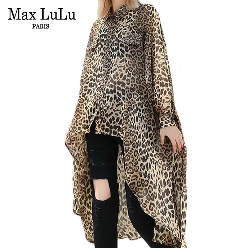 Max LuLu 2019 Роскошные корейские модные женские топы одежда леопардовые шифоновые