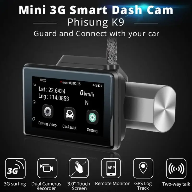 Phisung K9 3 0 экран Android 5 Автомобильный видеорегистратор камера 1080P gps навигатор с