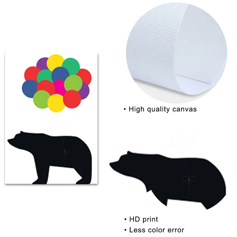 Cute Cartoon Animal Black and White Bear Family Canvas Painting Poster Print Nordic Wall Art Picture Nursery Kids Bedroom Decor | Дом и сад