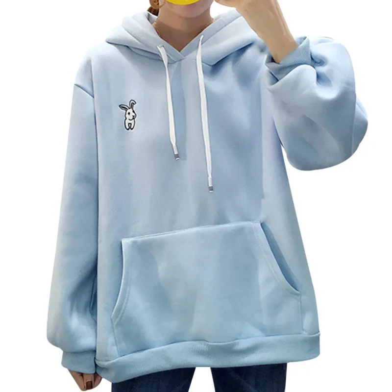 Толстовка с капюшоном Kawaii Sweet Rabbit Ears женская розовая толстовка вышивкой