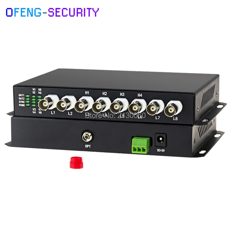 1 Pair 8CH AHD/CVI Video+1CH RS485 data video digital optical converter SM single fiber FC port 20KM Fiber Optical Extender |