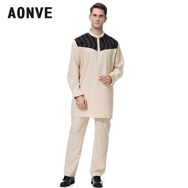 Мужская одежда Aonve Islamic Arabe Ropa Musulman Kleding Pakistan Qatar длинный костюм повседневный топ и