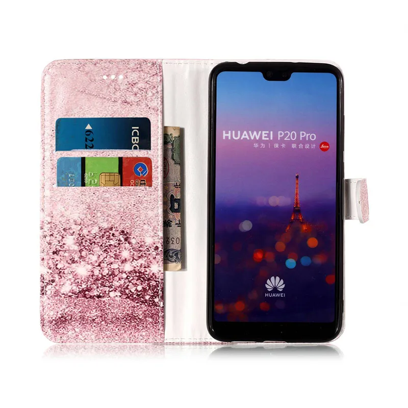 Роскошный кожаный чехол книжка с отделением для карт Huawei Mate 10 Pro P20 Plus Y9 2018 P9 Lite Mini