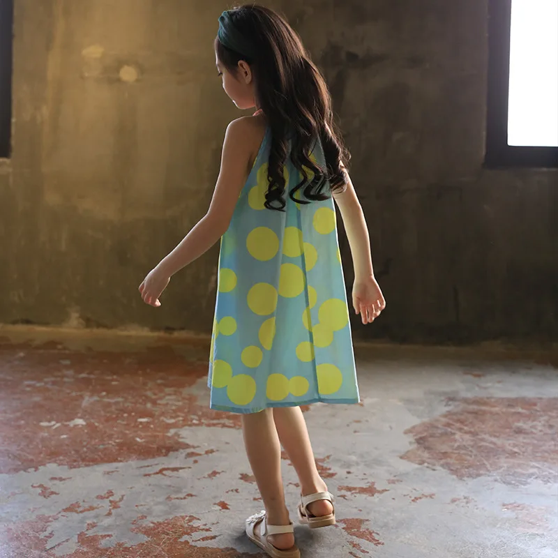Casual Elegant Girls Cotton Dot Dresses Sling Princess Beach Summer Dress Kids Boho Sundress Children Clothing 3 4 6 8 10 years | Детская