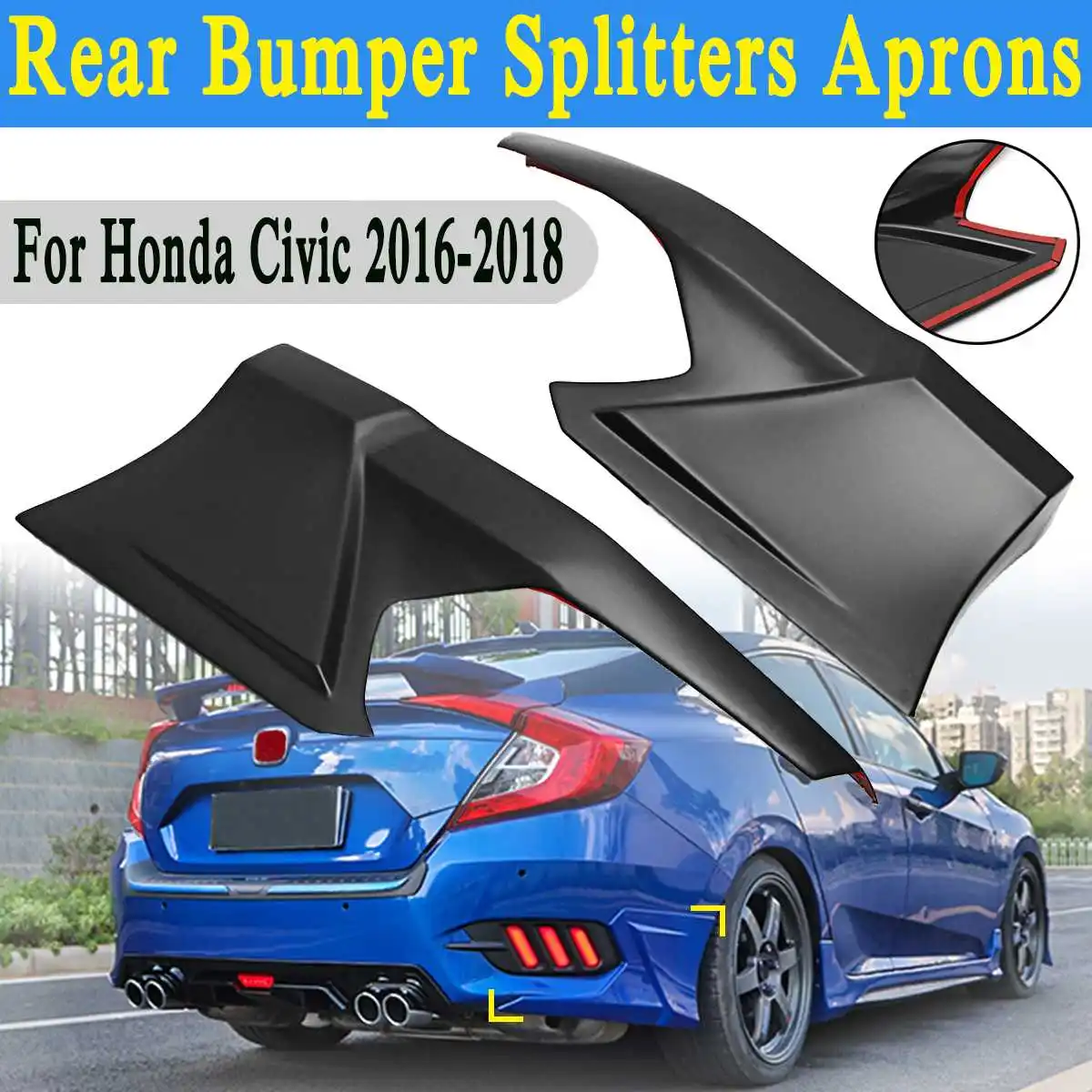 2 шт. задний бампер боковые разветвители губы фартук Valance для Honda Для Civic 2016 2018