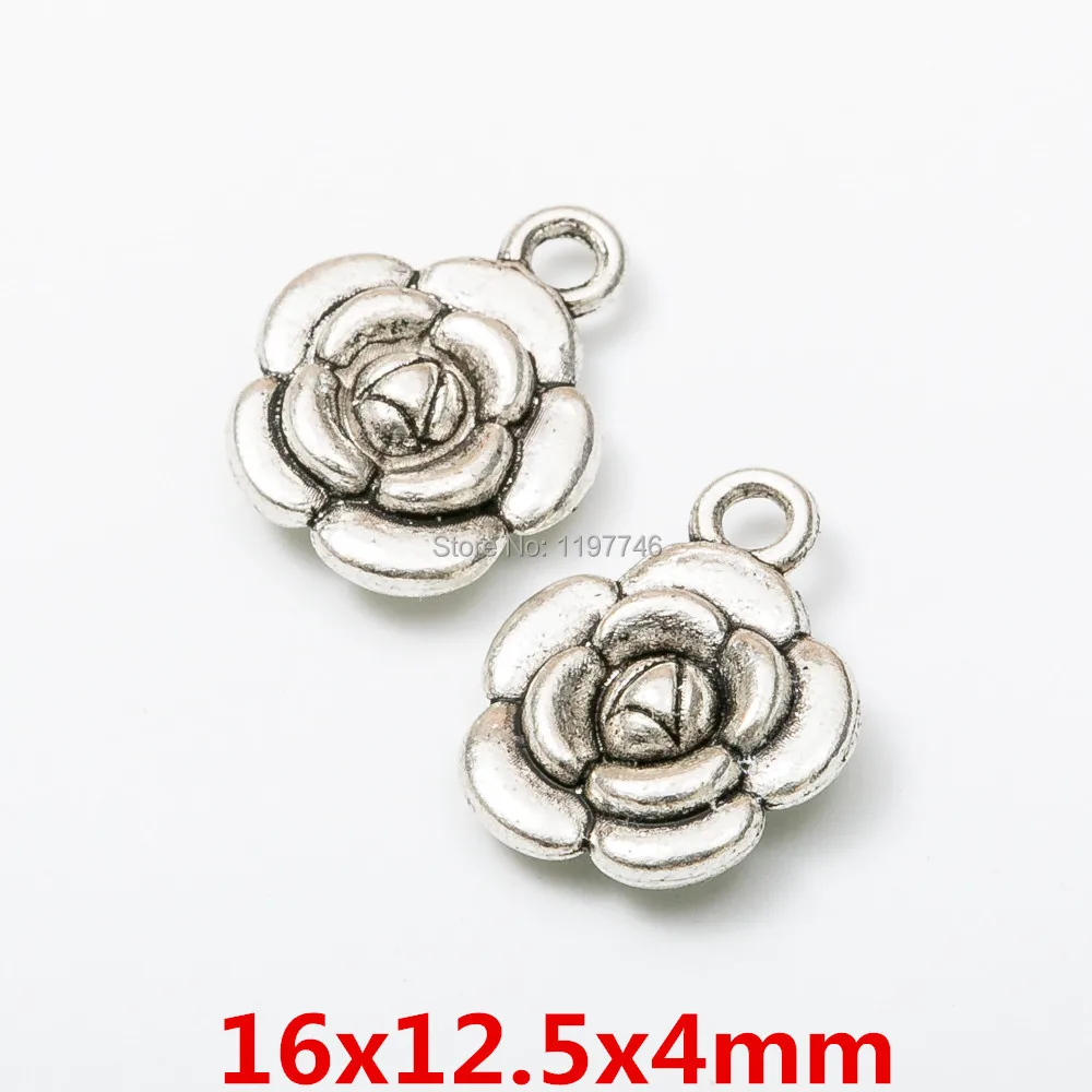 Camellia Rose 10pcs Various Zinc Alloy Silver plated Roses Charm Pendant Hollow Flower Connector DIY Jewelry Finding | Украшения и