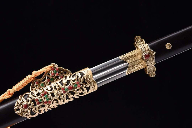 Полностью ручной Китайский Меч Прямой полный тан красный клинок Дамасская