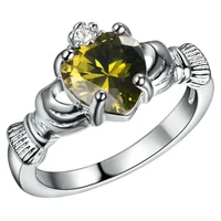 size 6 9 gift women wedding party jewelly fashion 1ct white fire opal irish claddagh ring wedding engagement